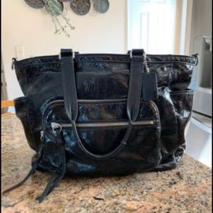 COACH DIAPER BAG BLACK PATENT LEATHER